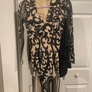 Elegant Black and Cream Evening Dress